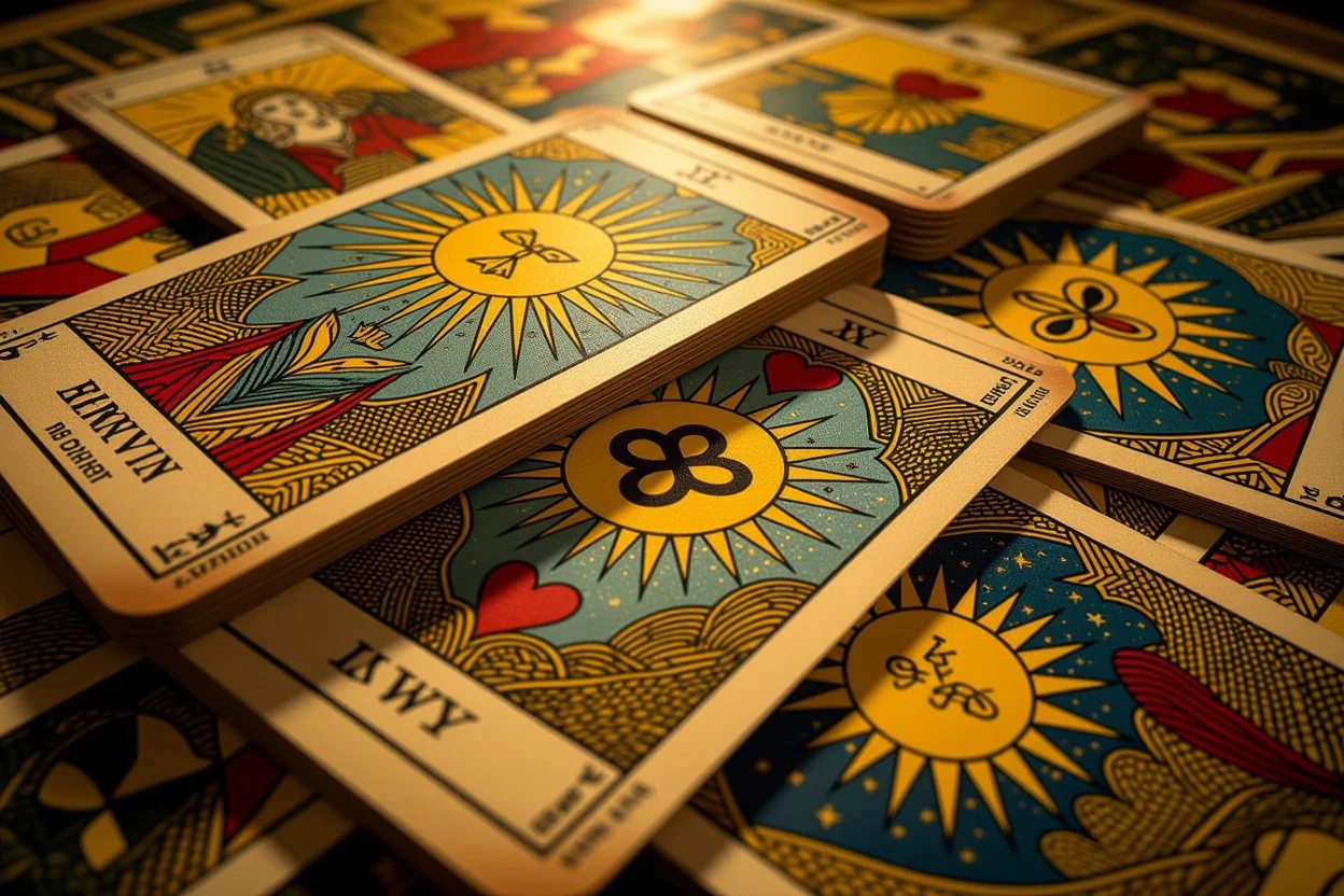 タロットカードの深層的意味を表現した多層的なアートイメージ