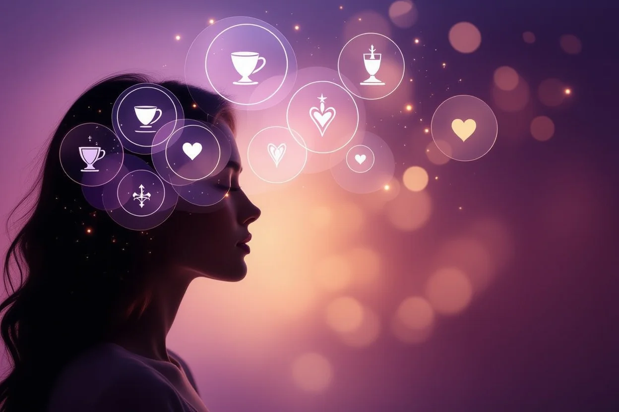 相手の隠された心理・恋愛における内面の感情を表現したタロットイメージ