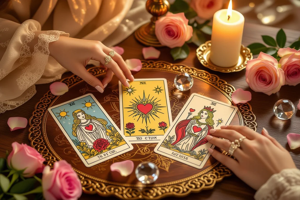 恋愛タロットカード占いのロマンチックな神秘的シーン