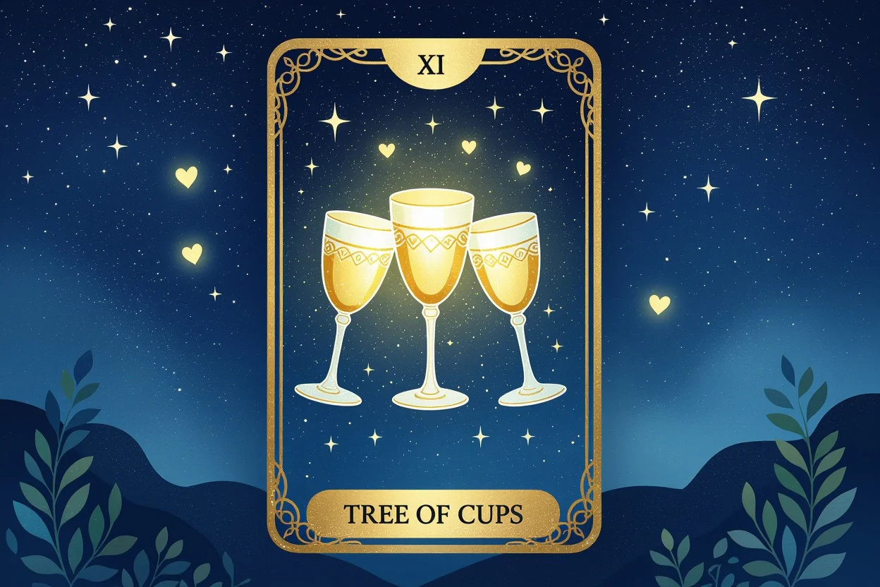 カップの3のタロットカードが光る恋愛占いのイメージ