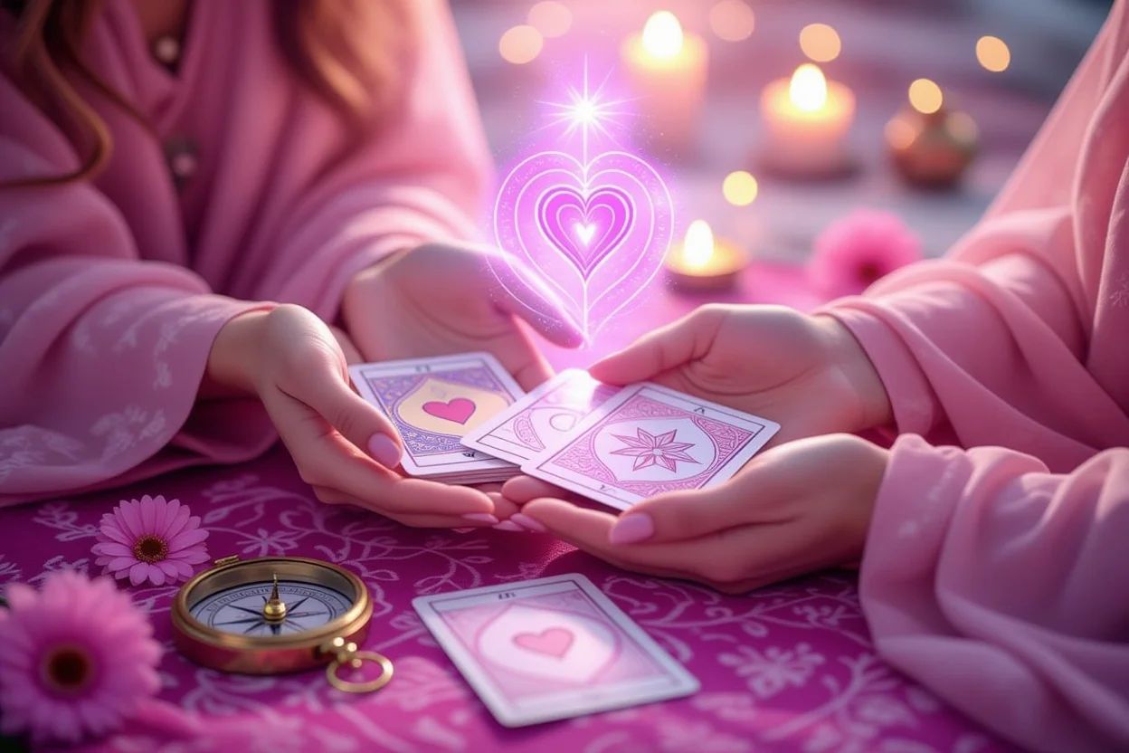 心の羅針盤としてのタロットカードを持つ手の画像