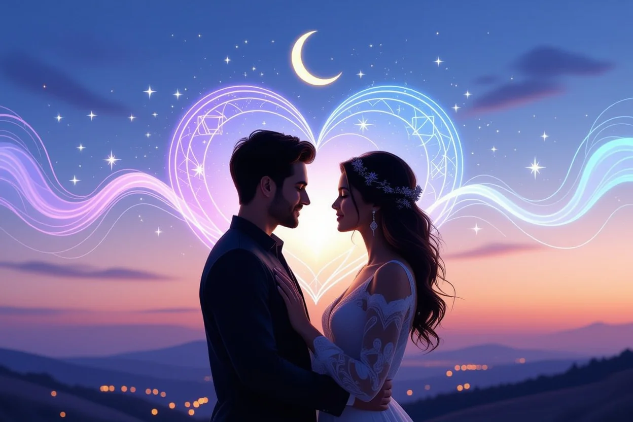 カップルの心の中に隠された本音を表現した神秘的な恋愛タロットのイメージ