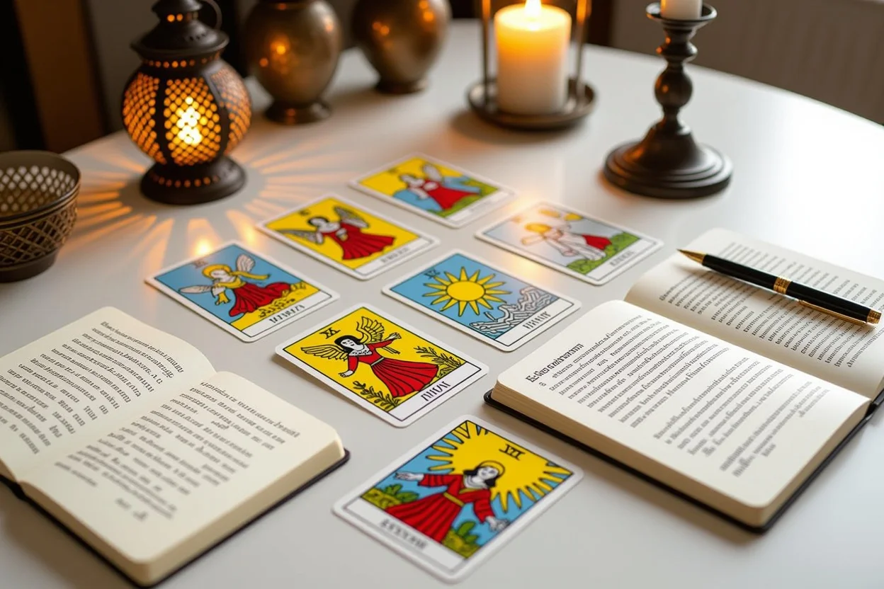 恋愛関係を分析するためのタロットカードスプレッドと現実的なアプローチの様子