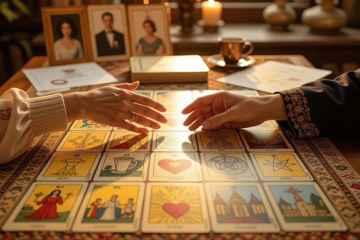 パートナーとの未来を築く大人のタロット占い - 手を伸ばし合うカップル