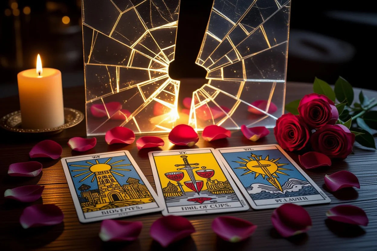 恋愛タロットカードで困難を乗り越える洞察を示すスプレッド