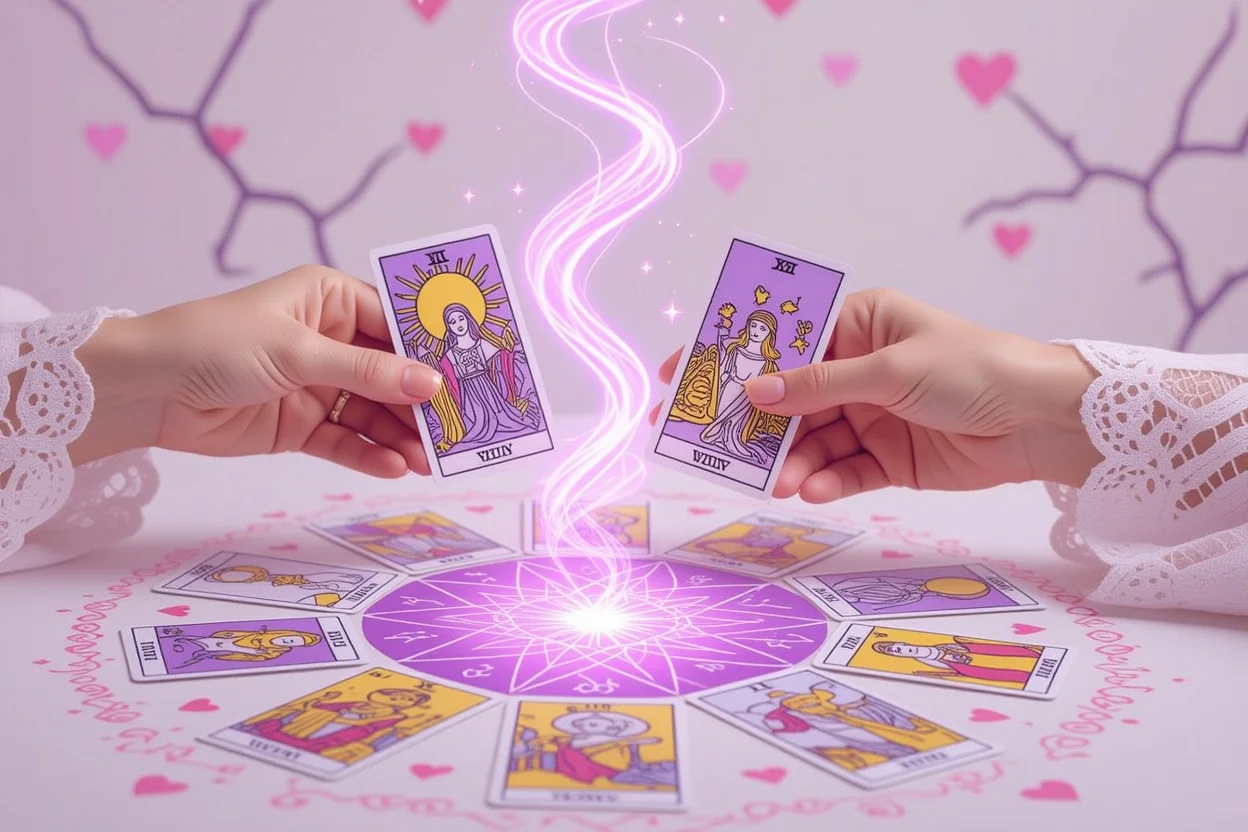 恋愛の壁を乗り越えるためのタロットリーディングの様子