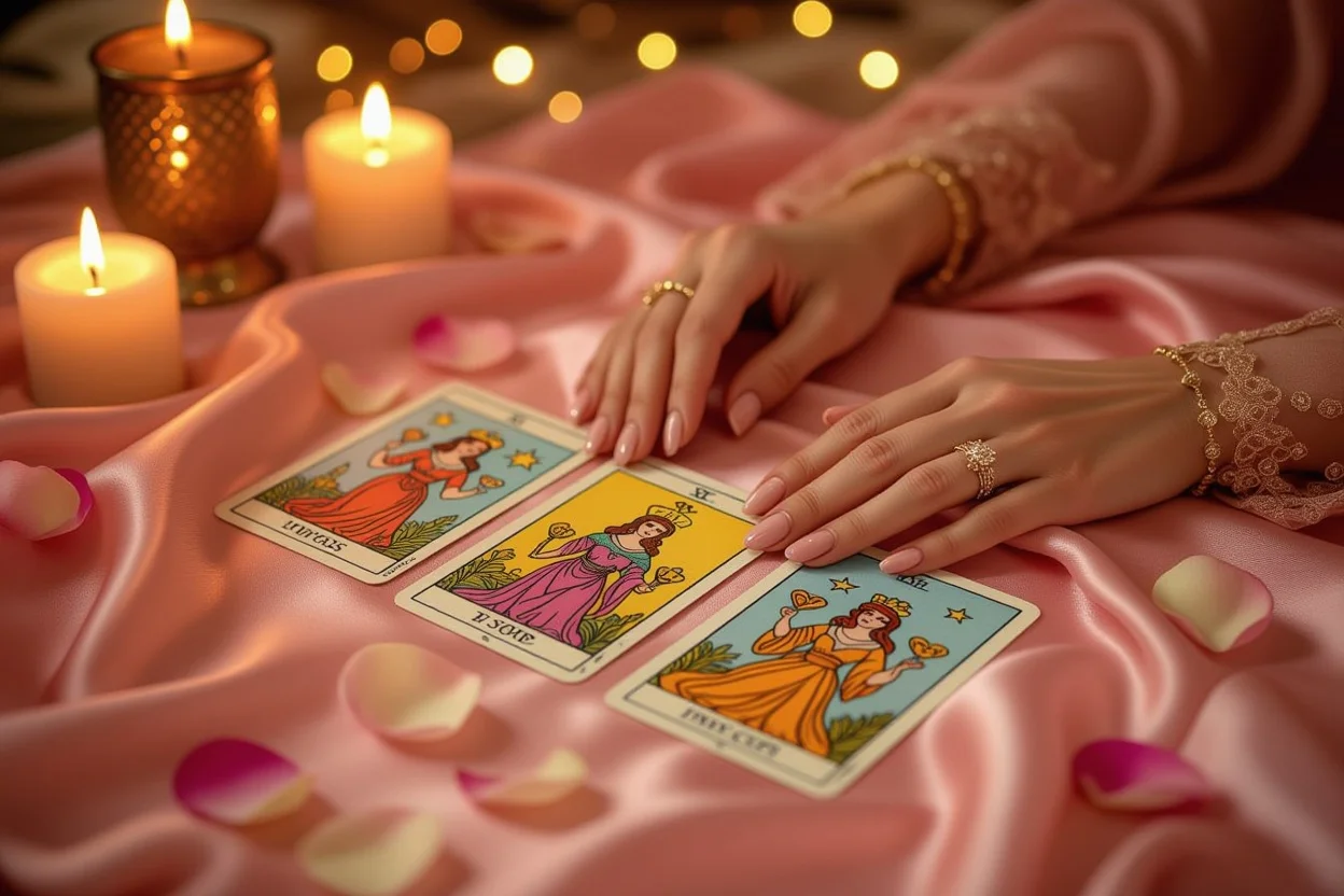 恋愛タロットカードと自分磨きのイメージ - 女性の魅力を高める占い