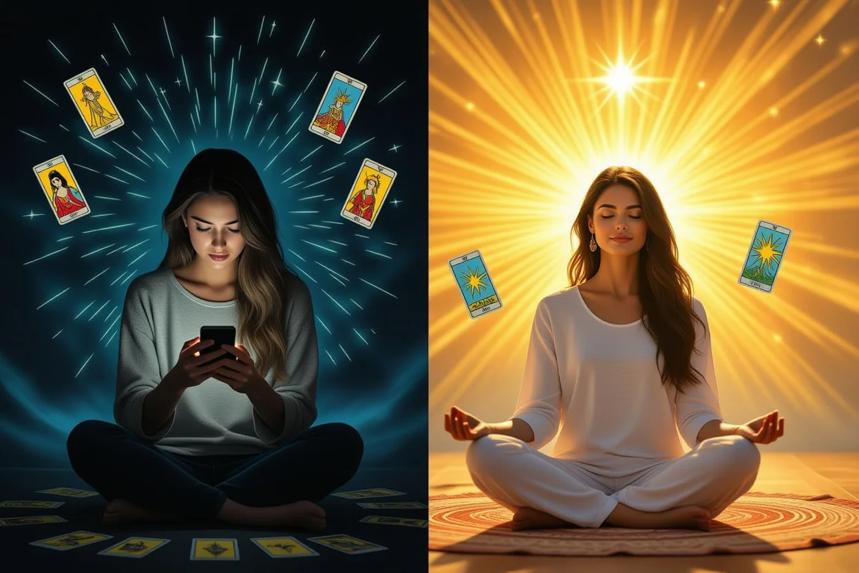 恋愛における自分軸の大切さを表現したタロットイメージ