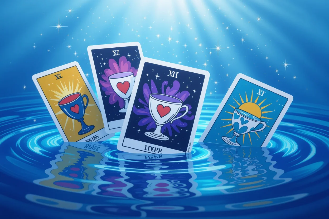 カップのスートが示す感情と愛情の深層心理を表現したタロットカード