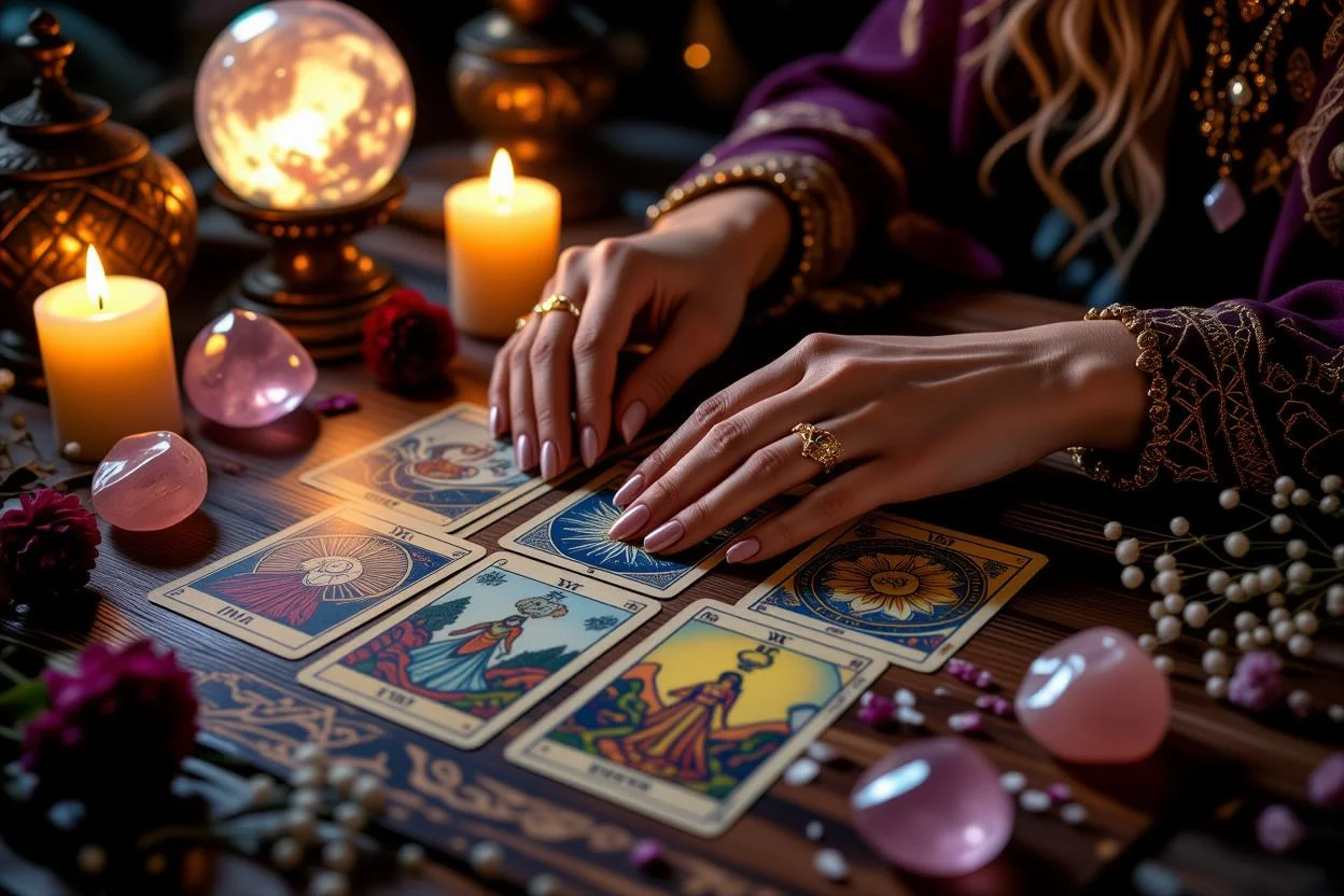 恋愛タロット占いセッション、関係性強化のためのカードリーディング、ロマンチックな占い師