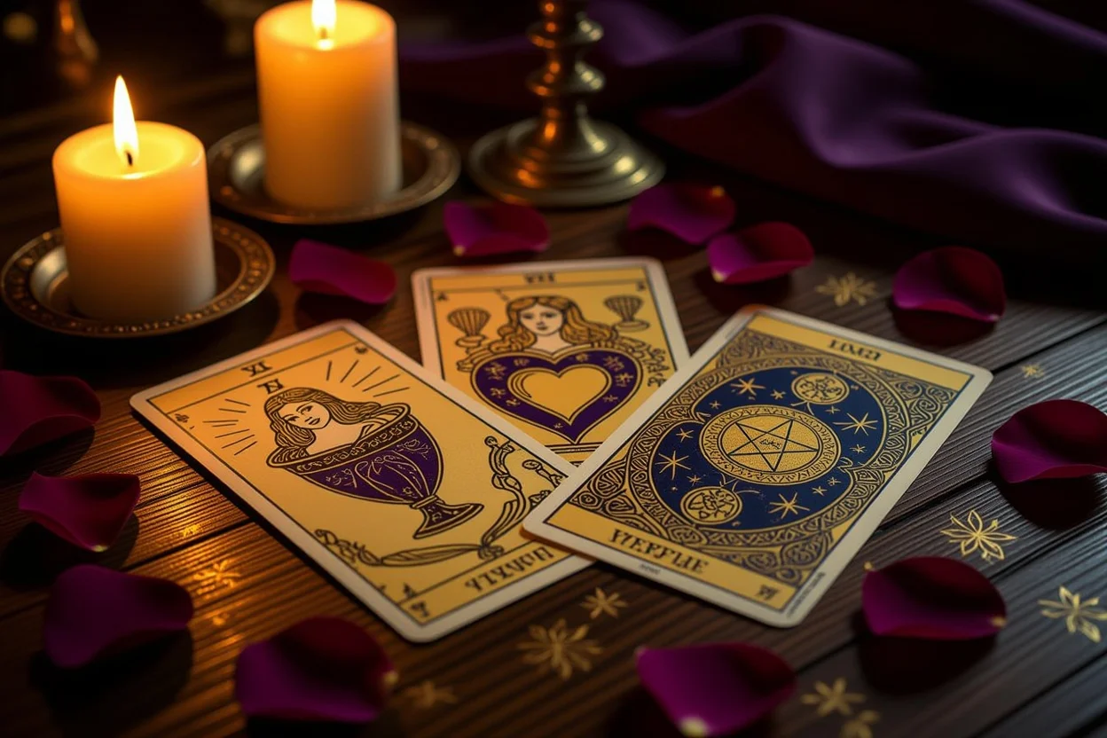 恋愛タロット占いのカップとペンタクルのカードスプレッド