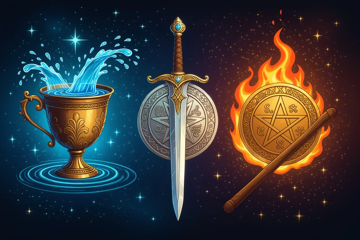 タロットカードの四大スート・カップ・ソード・ペンタクル・ワンドの象徴