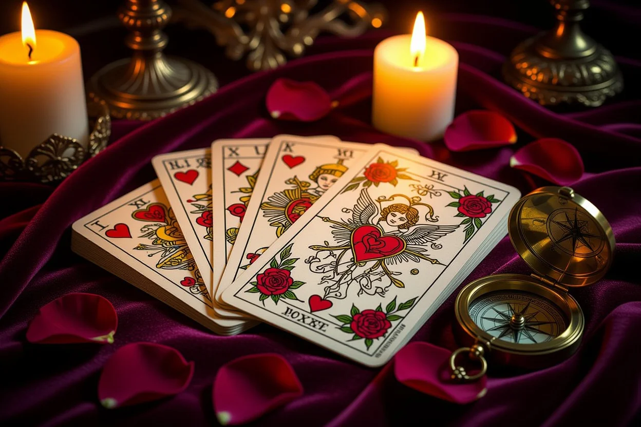 恋愛タロット占いのカードスプレッドと愛の羅針盤のイメージ
