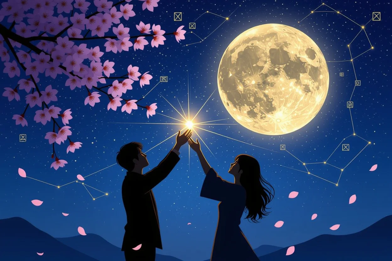 真実の愛を見つけた二人のシルエット - 恋愛タロットが導く運命的な出会い
