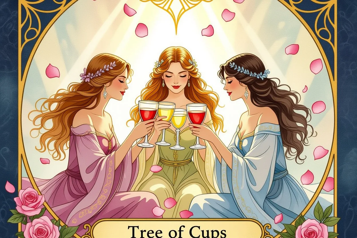 カップの3のタロットカード、恋愛における感情の共有を表現