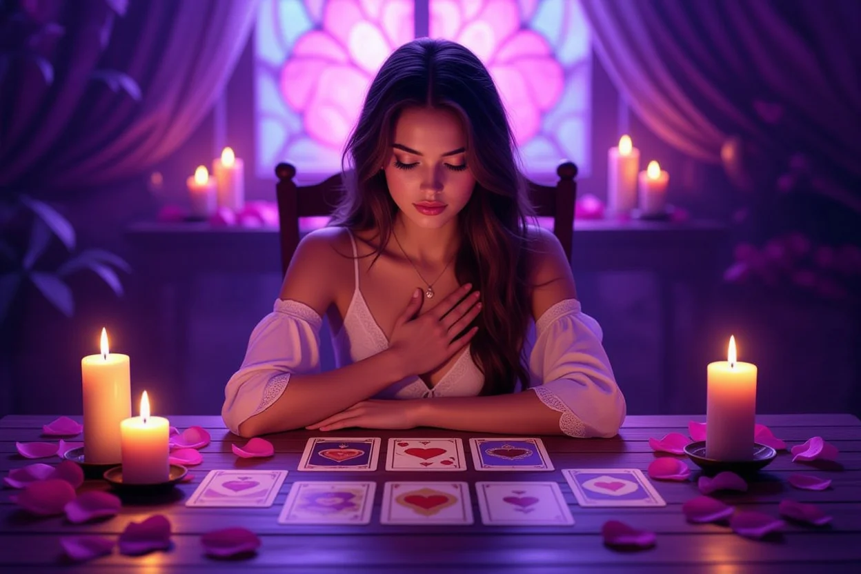 恋愛タロット占いで内面と向き合う女性のイメージ - 本当の好きを見つける占い
