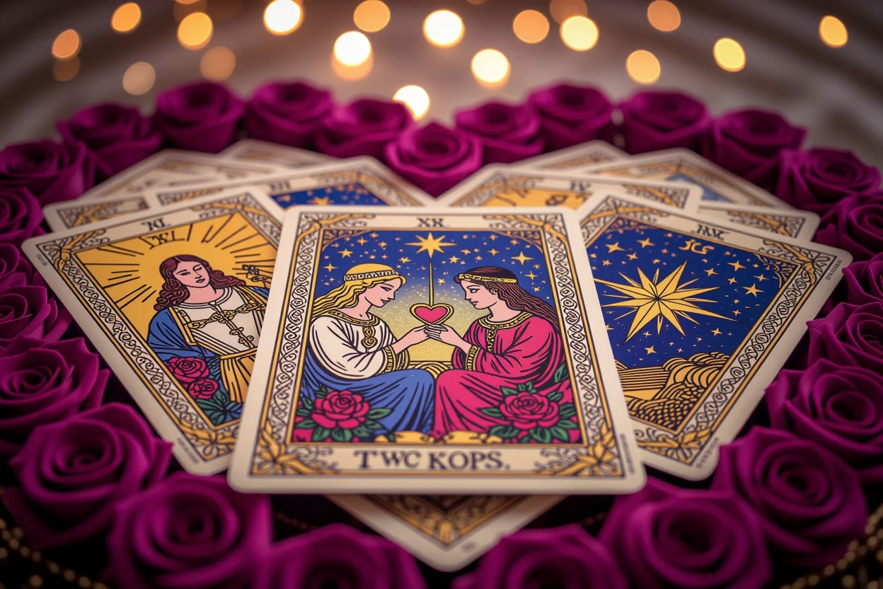 恋愛関係の深層心理を表すタロットカードのハート型スプレッド