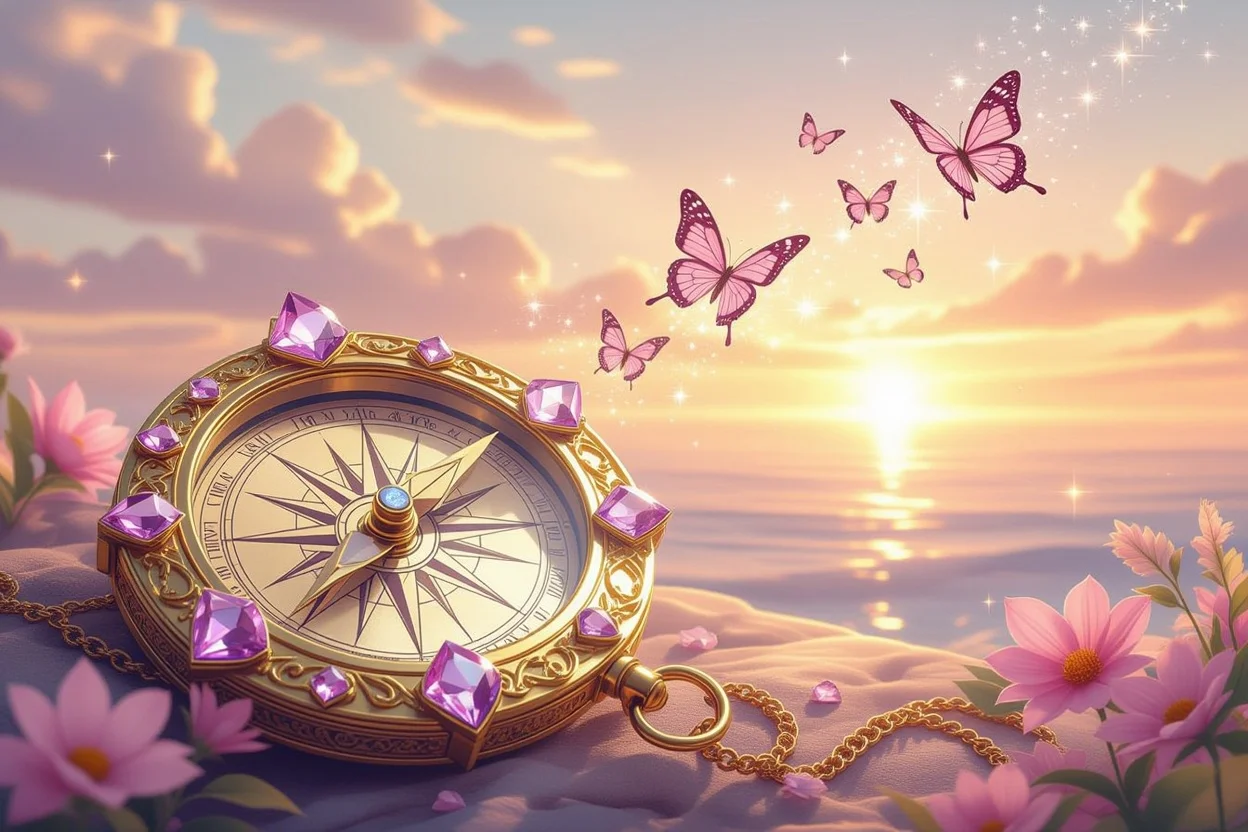 恋愛の羅針盤とタロットカード、愛の未来を創る希望的なイメージ