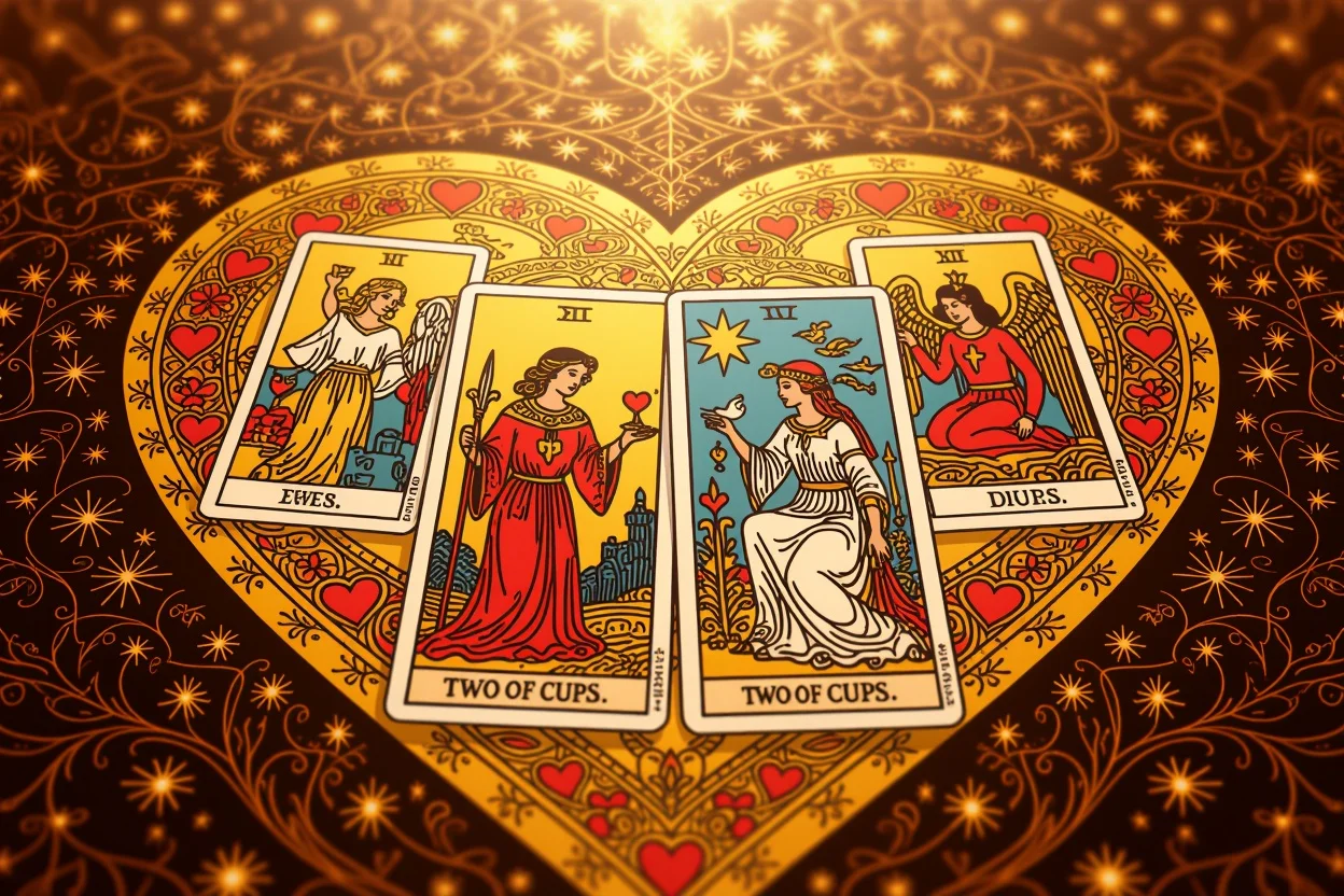 恋愛運を占うタロットカードのハート型スプレッド