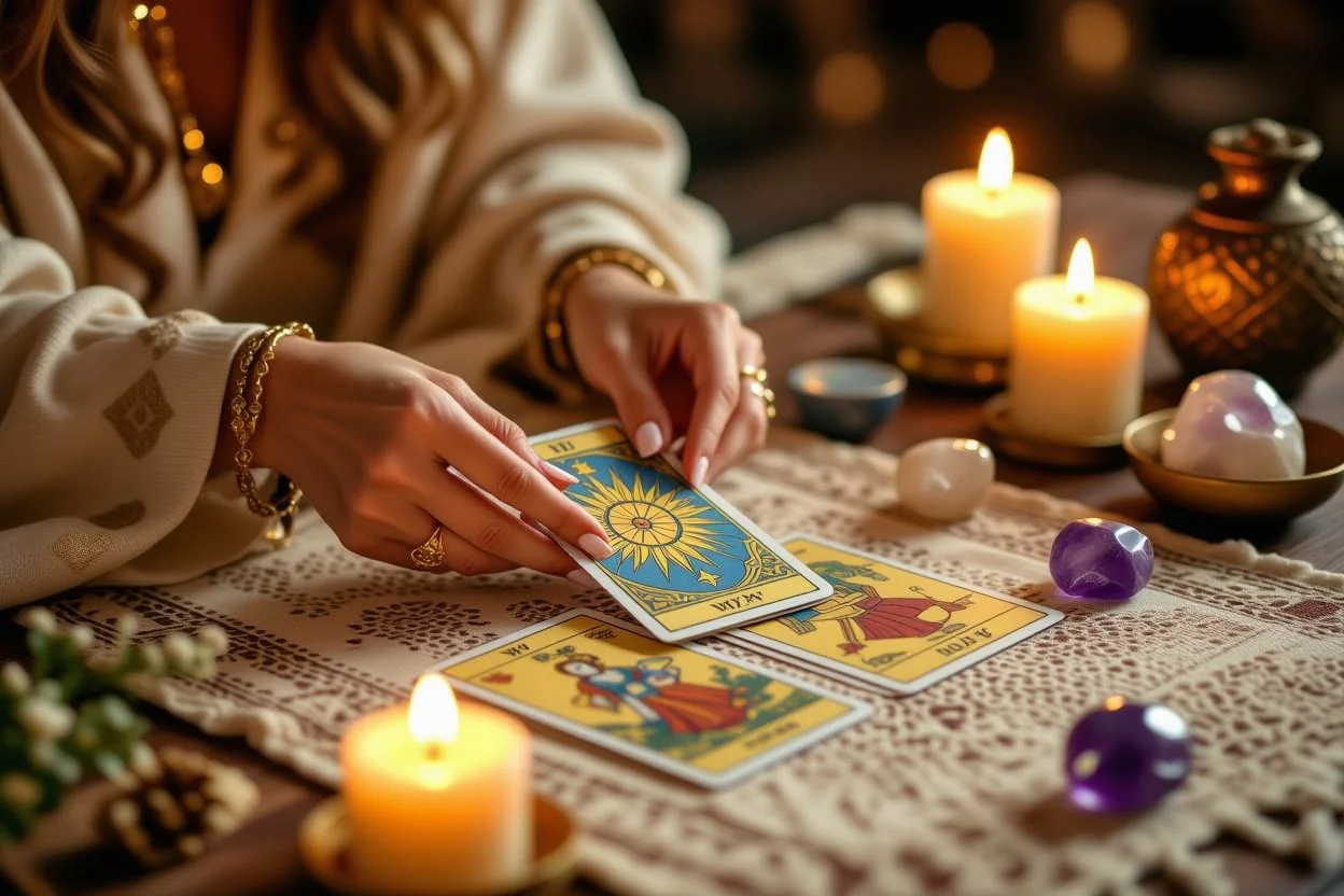 タロット占い師による恋愛相談のセッション風景