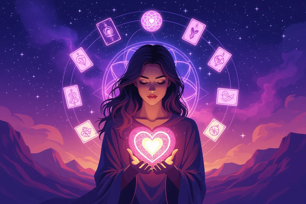 深層心理と恋愛運の向上を表現した神秘的なイメージ