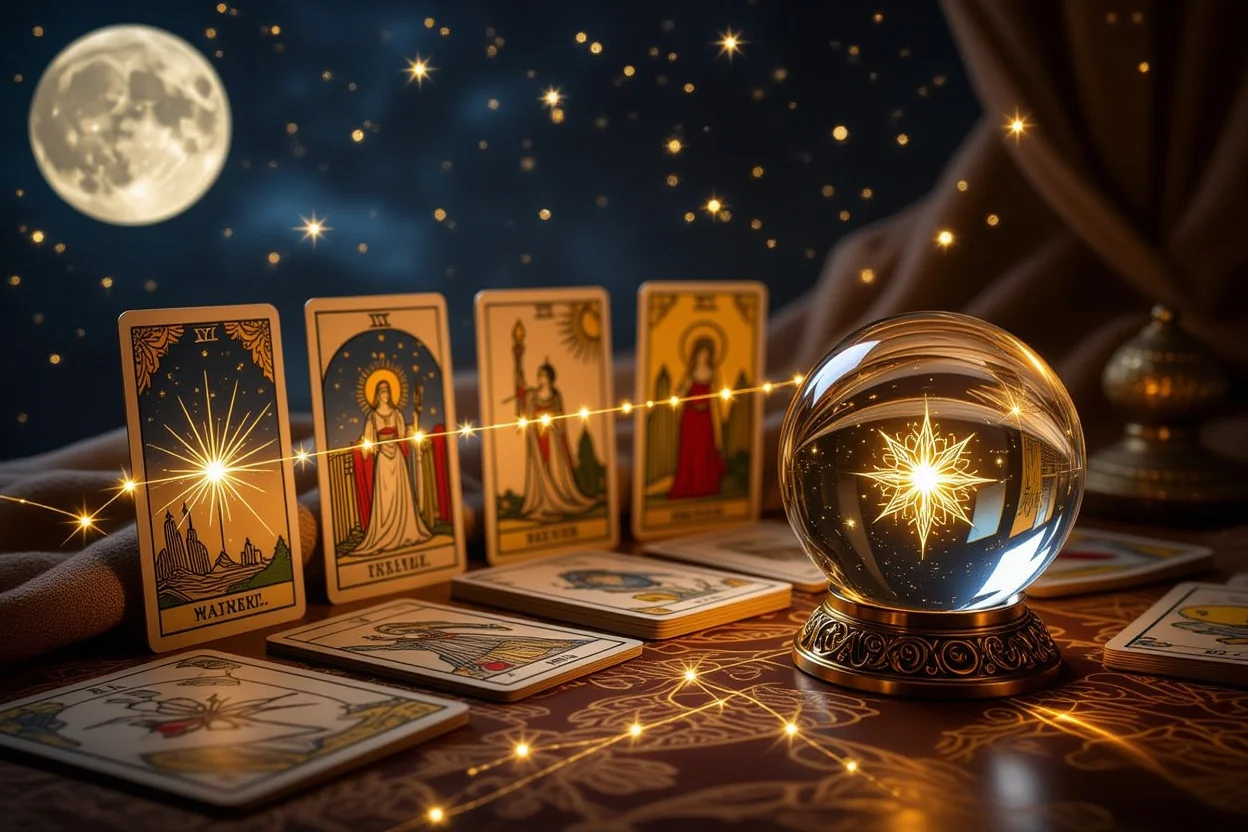 恋愛の未来を示すタロット占いと運命の道筋を照らす神秘的な光