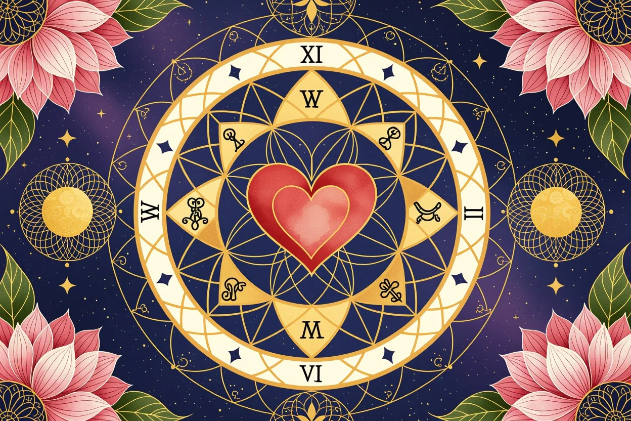 愚者の恋愛の旅路を表現したメジャーアルカナの神聖幾何学パターン