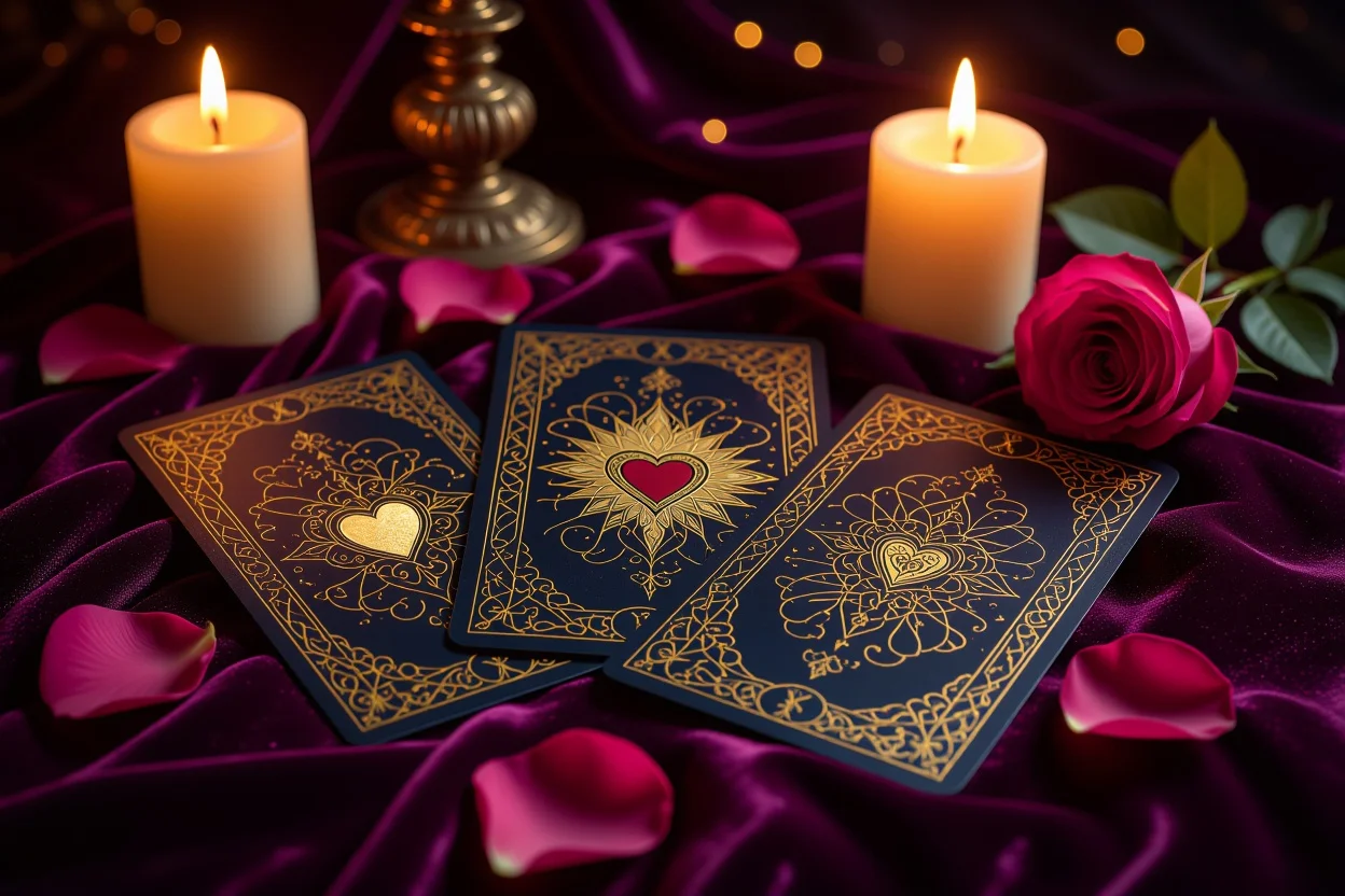 恋愛タロットカードの神秘的な占い風景