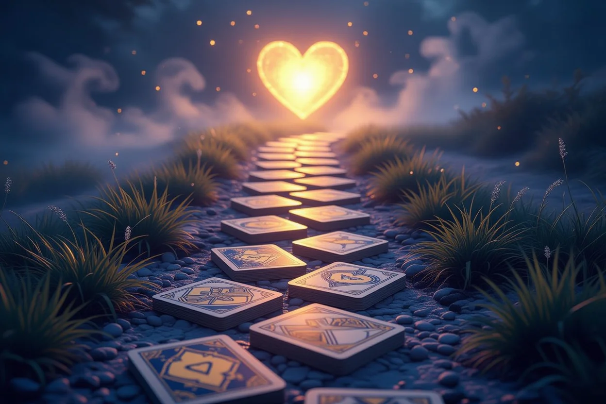 恋愛成就への道筋を示すタロットカードの神秘的な小道