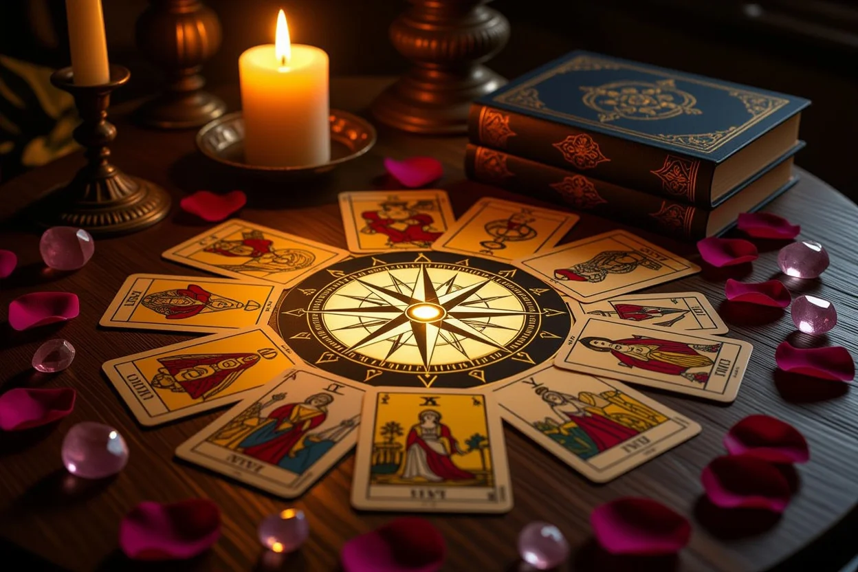 恋愛タロットカードが羅針盤のように導く神秘的なシーン