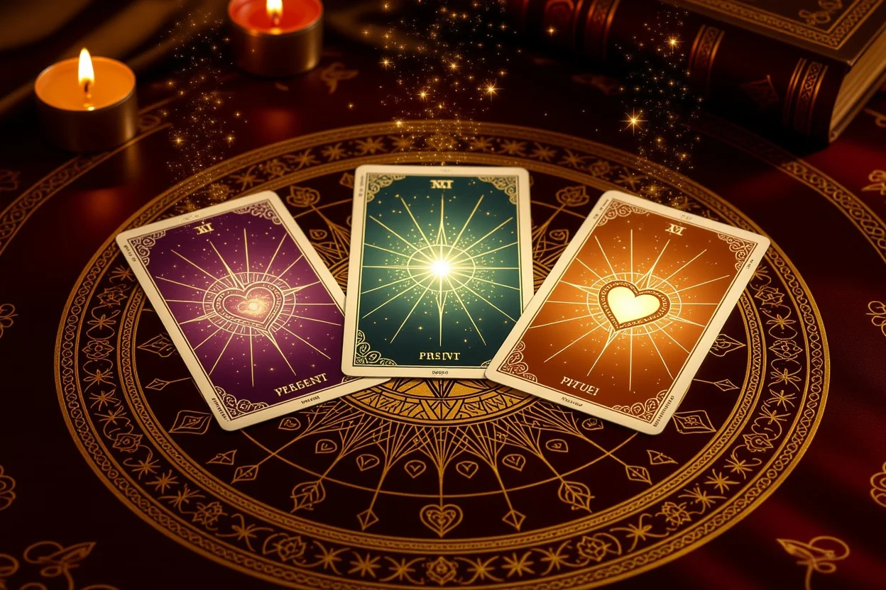 恋愛運の未来を示す3枚のタロットカードスプレッド - 運命の流れを表現