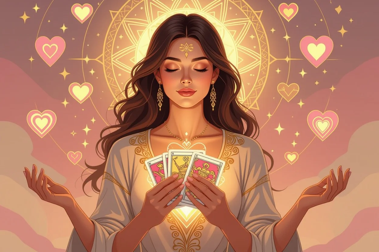 タロットと深層心理学による恋愛の内面的成長を表現した瞑想シーン