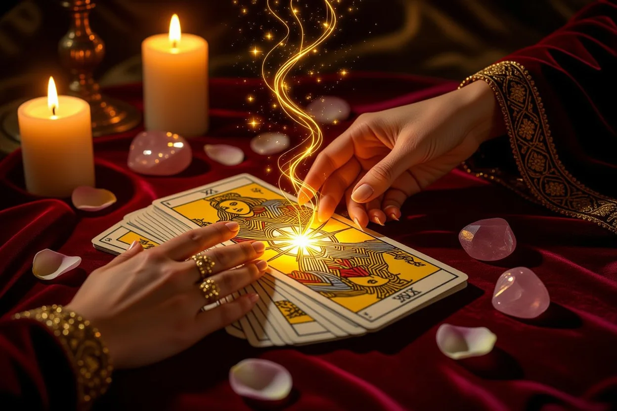 タロットカードから行動エネルギーが流れる様子 - カードの力を現実の行動に変換