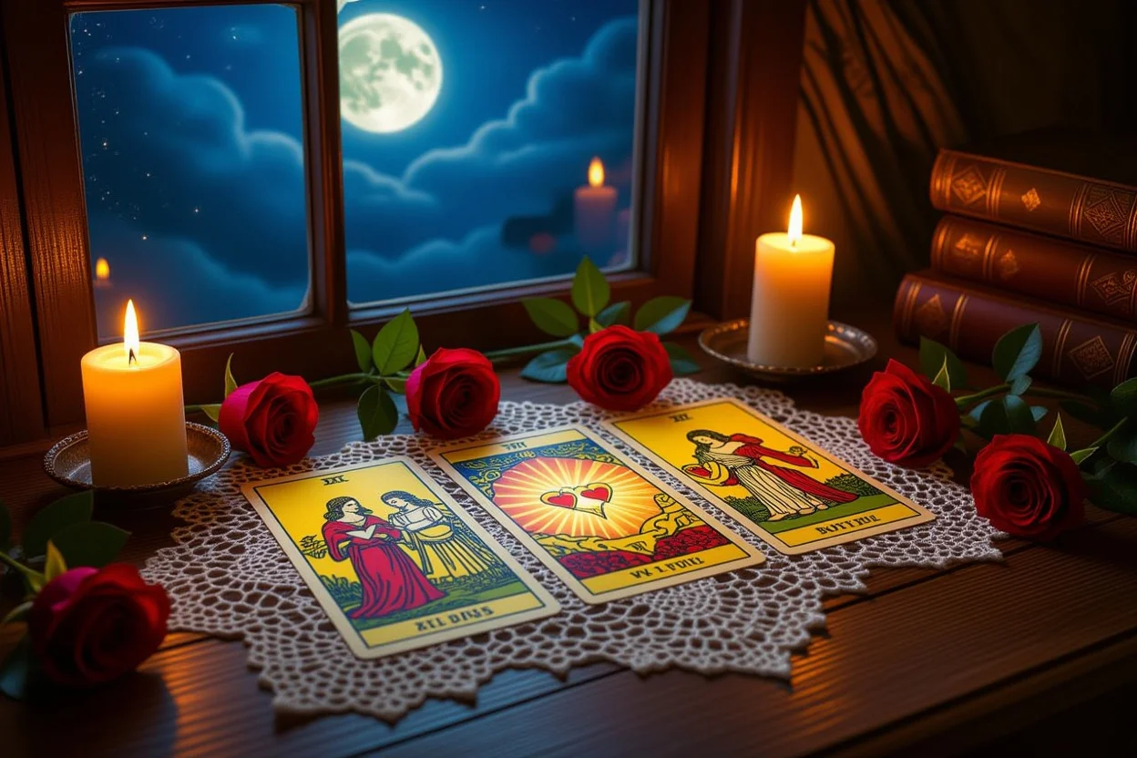 恋愛タロット3枚スプレッド - 恋の過去現在未来を占うロマンチックな配置