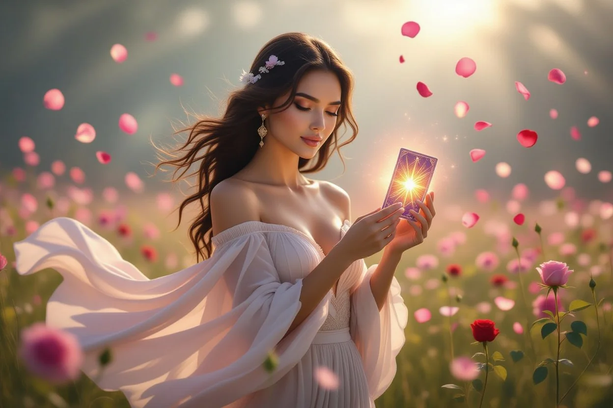 タロットカードで恋愛運を能動的に変える女性、理想の未来を創造するポジティブエネルギー