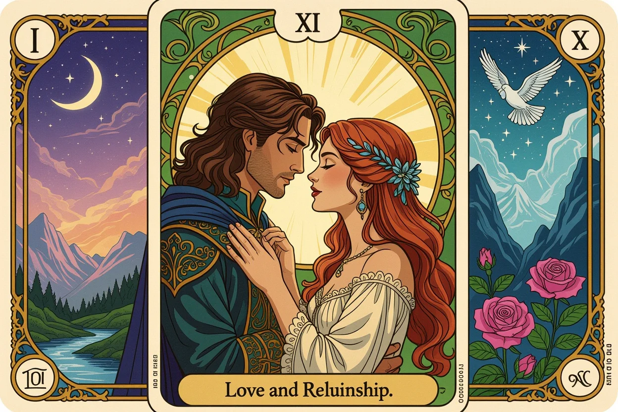 恋愛タロットカードのイラスト