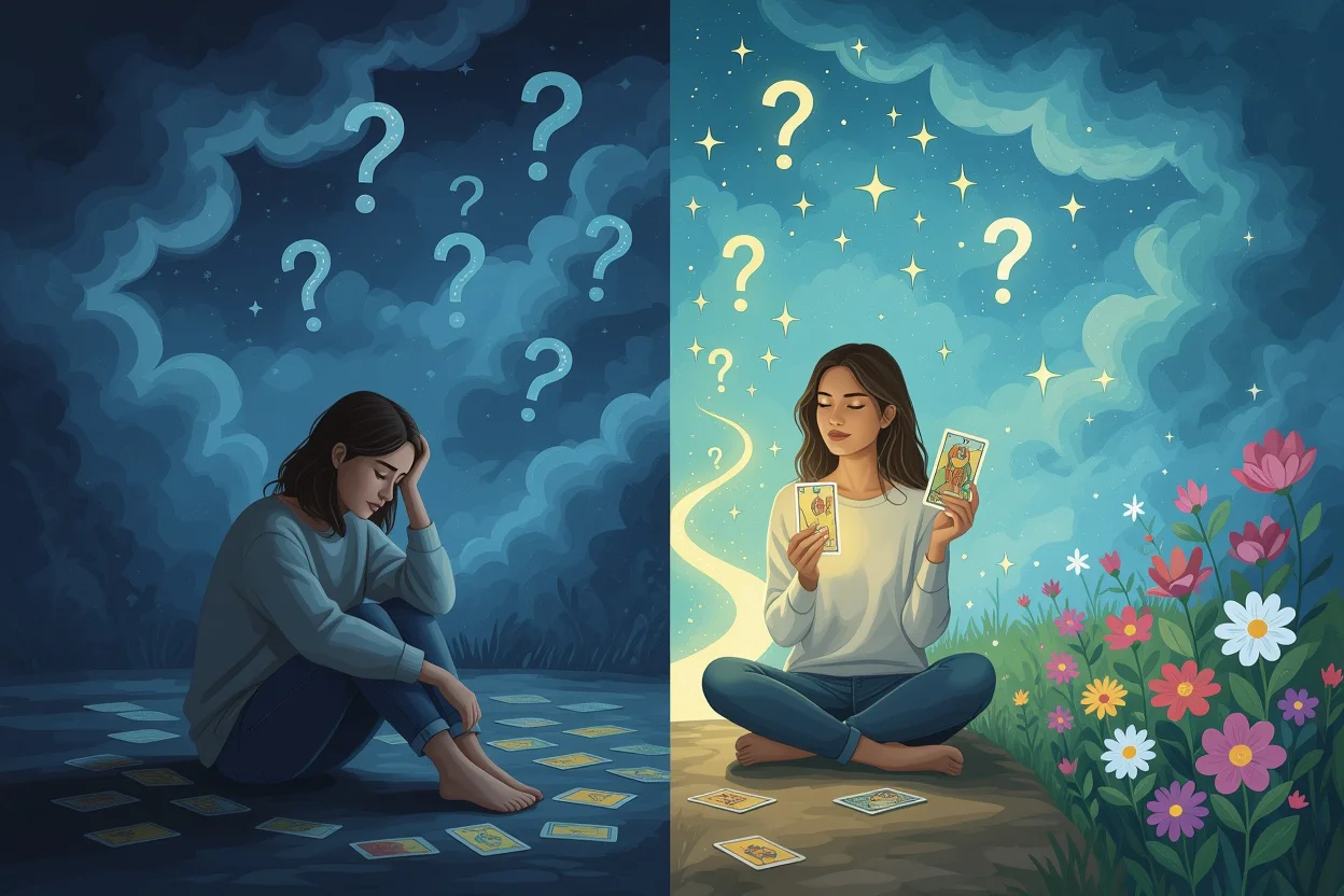 恋愛の悩みからタロットで解決への道筋を見つける変化のイメージ