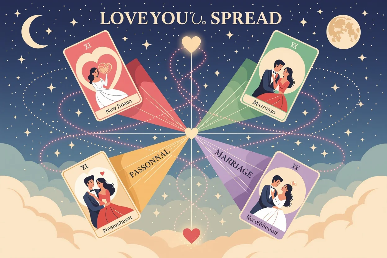 片思い・交際・結婚・復縁など様々な恋愛相談に対応するタロットスプレッド