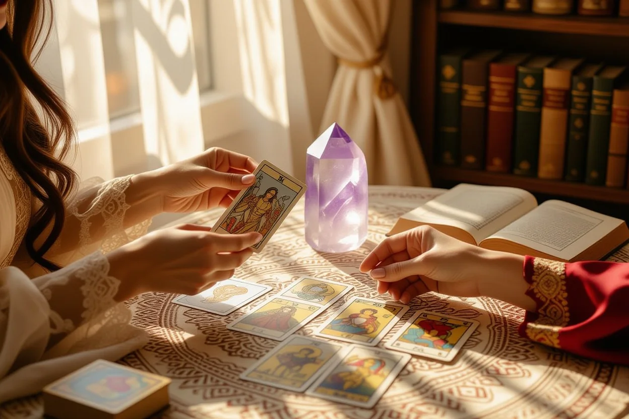 プロの占い師による恋愛タロットリーディングの様子