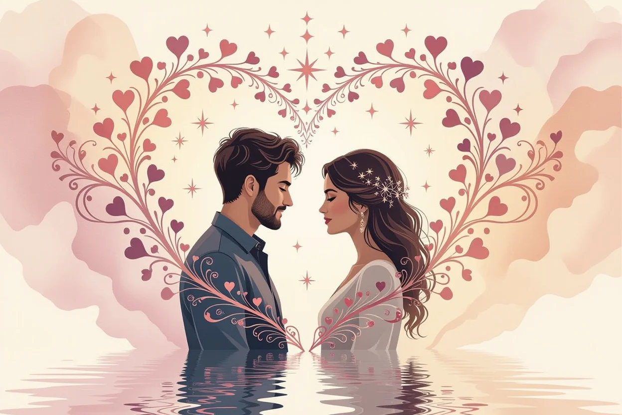 恋愛における深層心理のパターンを表現した象徴的なアートワーク