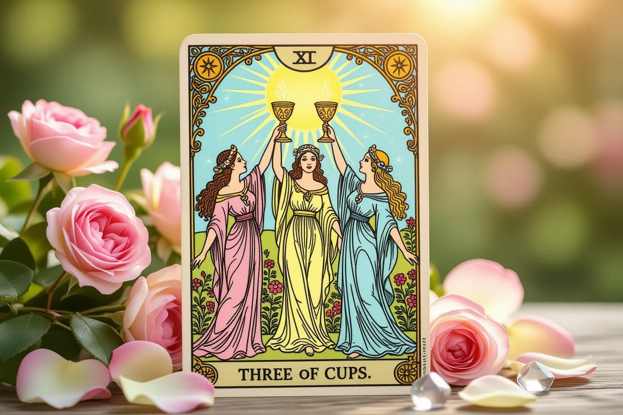 カップの3のタロットカード、友人関係と社交性を表す恋愛タロットの重要なカード