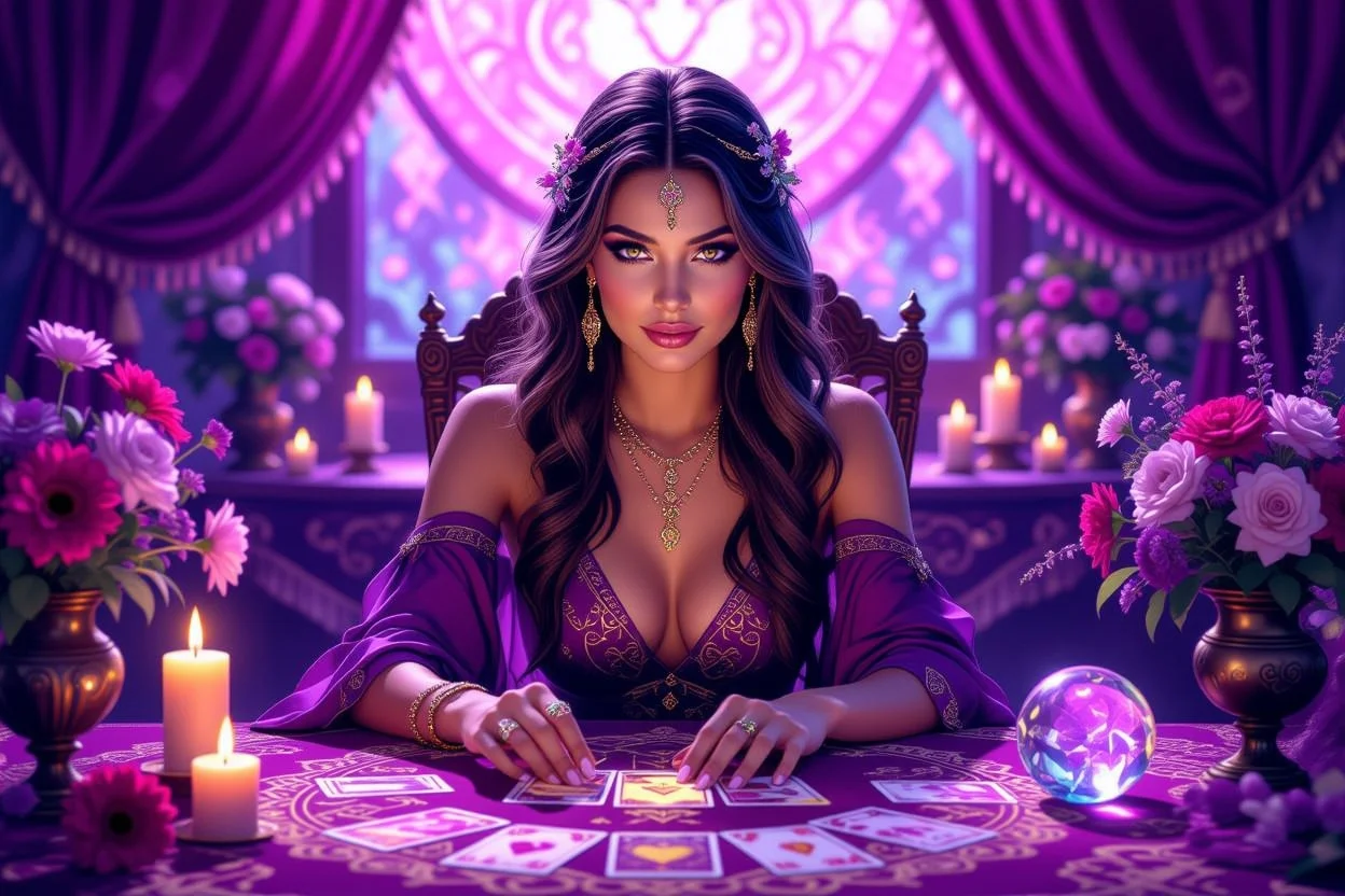 恋愛タロット占い師による愛の未来リーディングの様子