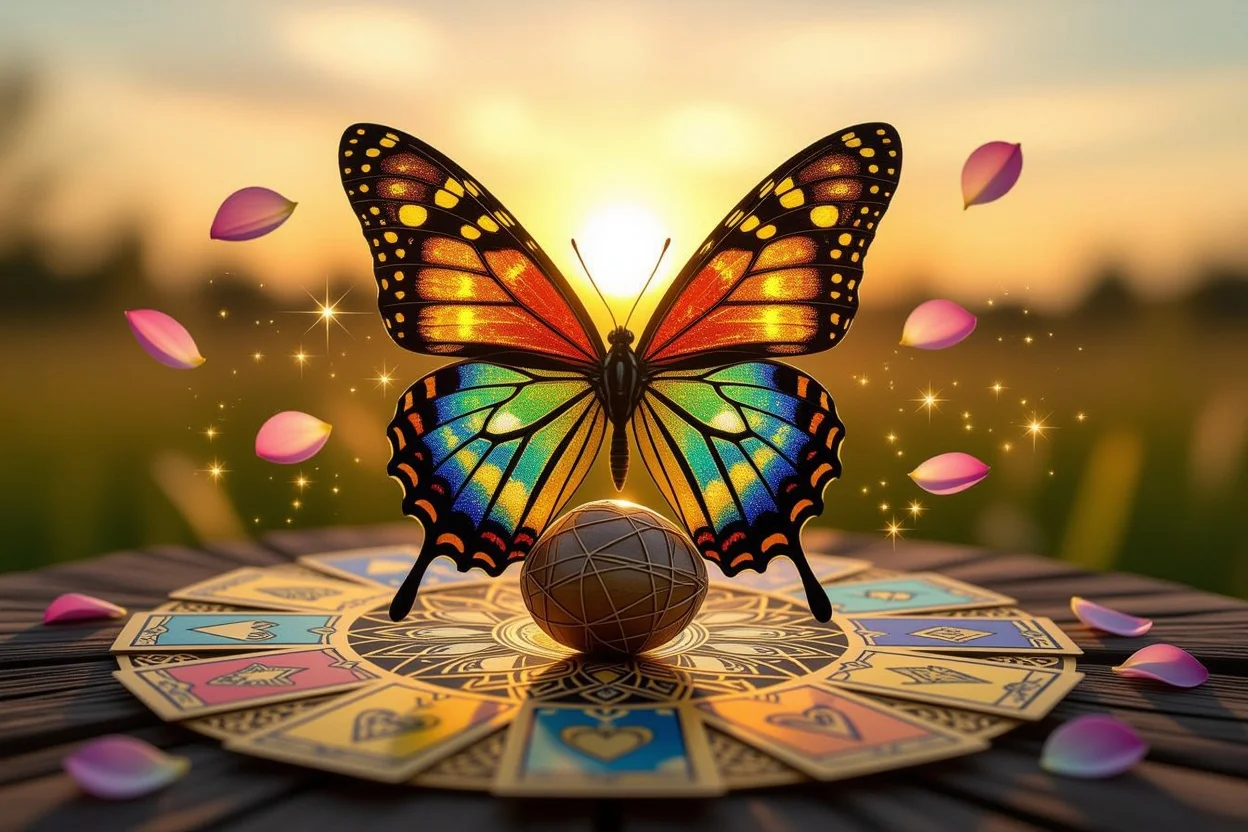 蝶の変身とタロットカードマンダラ、真の愛を見つける変化と成長のシンボル