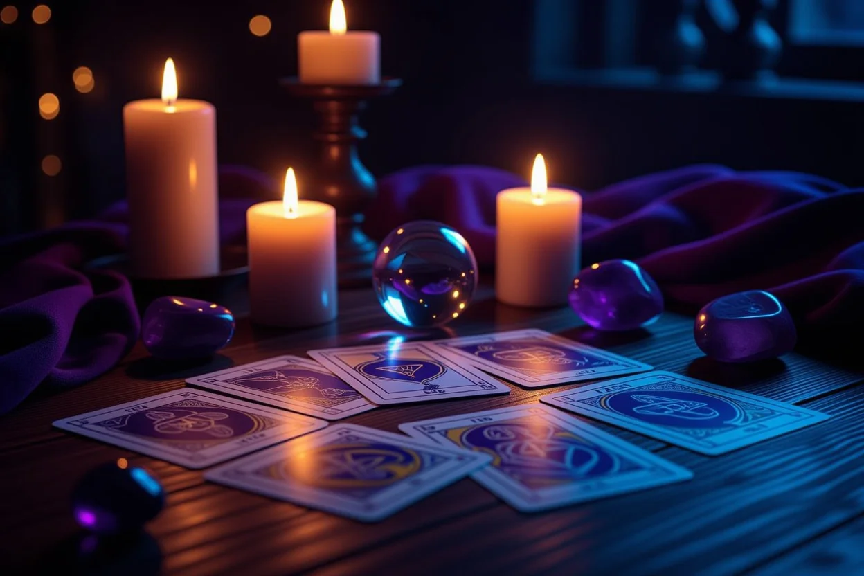 恋愛タロットの深層心理を読む神秘的なカード占いの風景