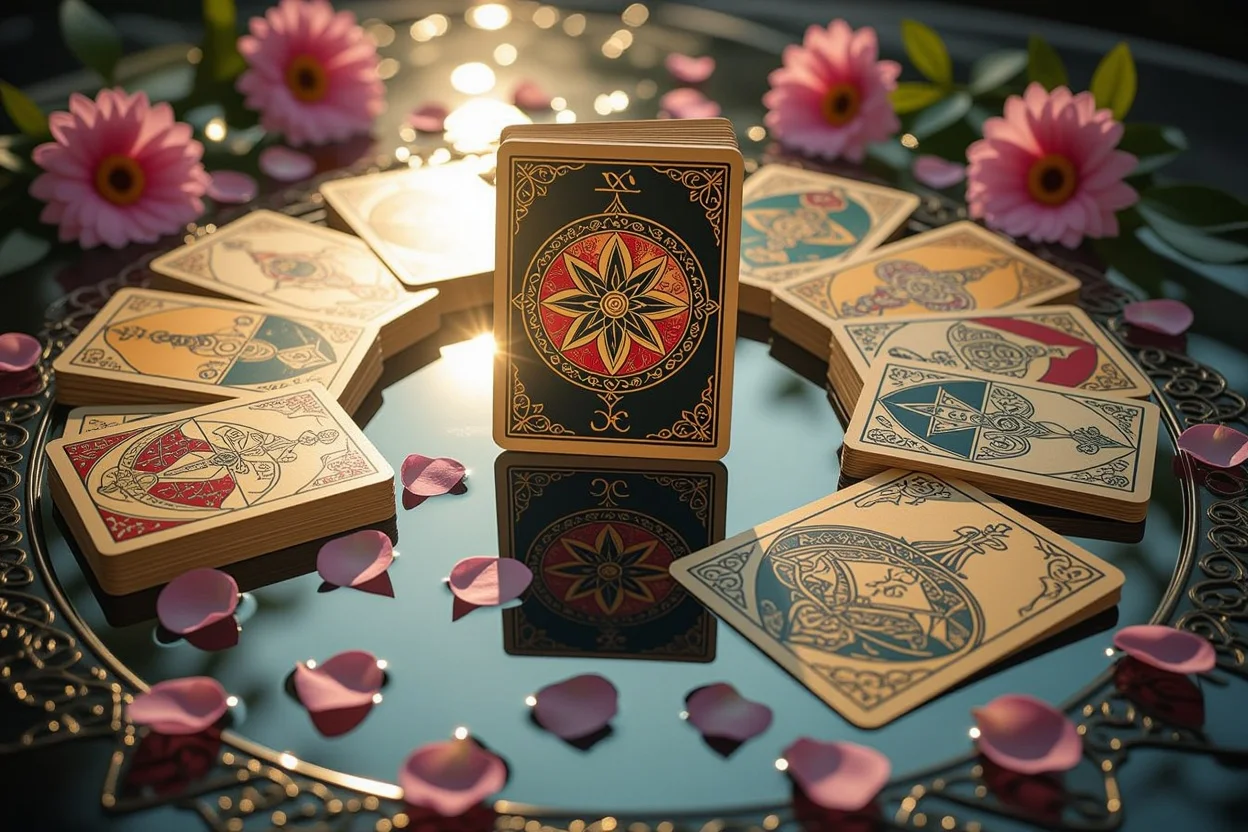 カップとペンタクルのタロットカードと影の象徴的イメージ