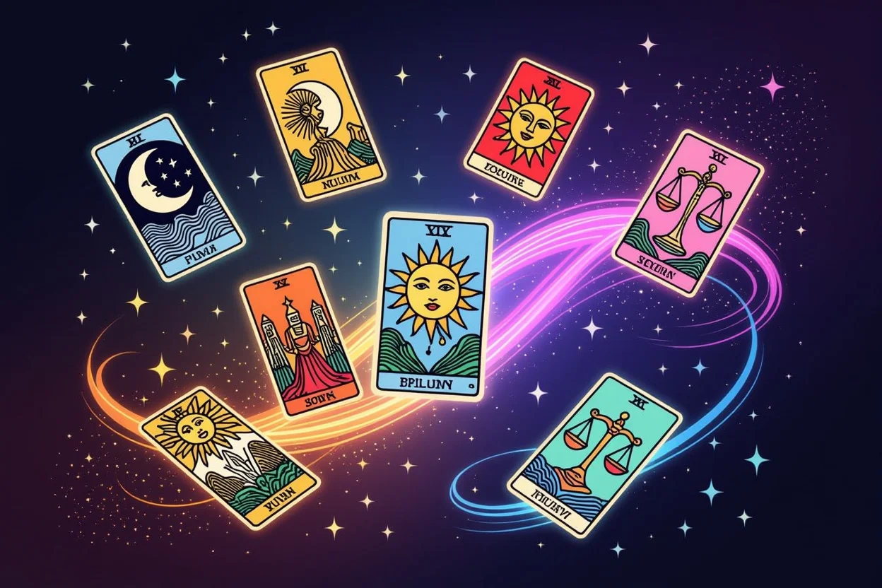 恋愛の課題から解決策へと導くタロットカード、光と影のコントラストで表現された占いの処方箋