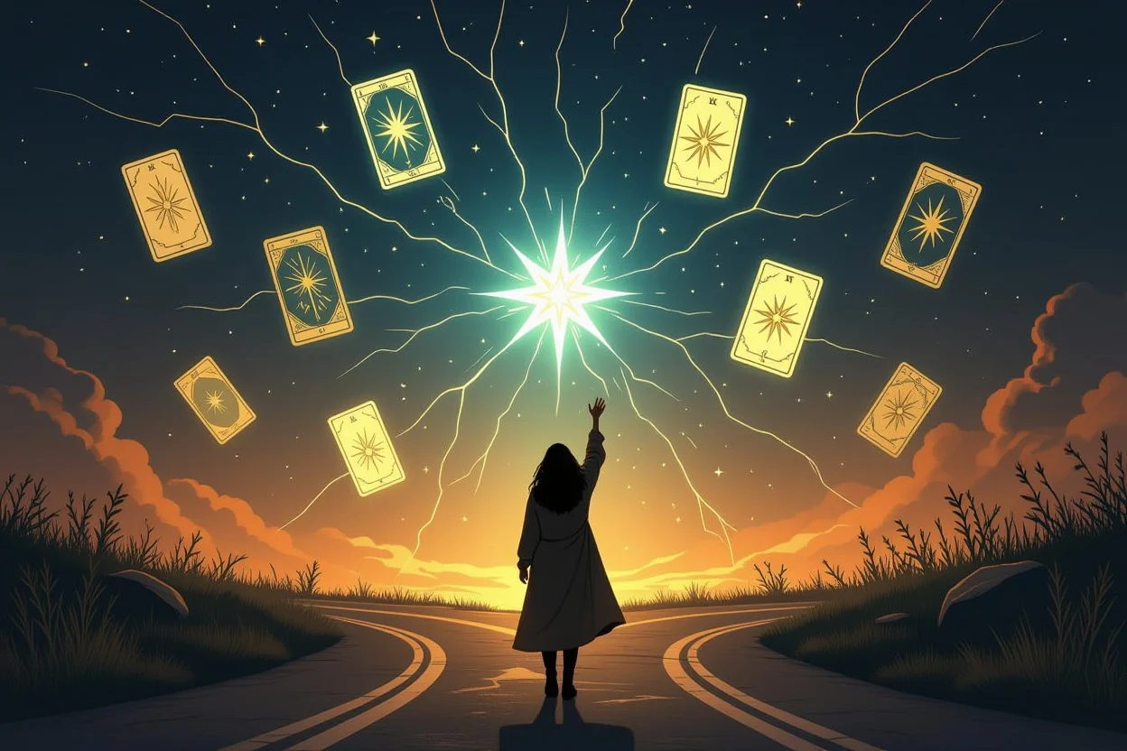 恋愛の壁を突破するタロット占いの導きを表現したイメージ
