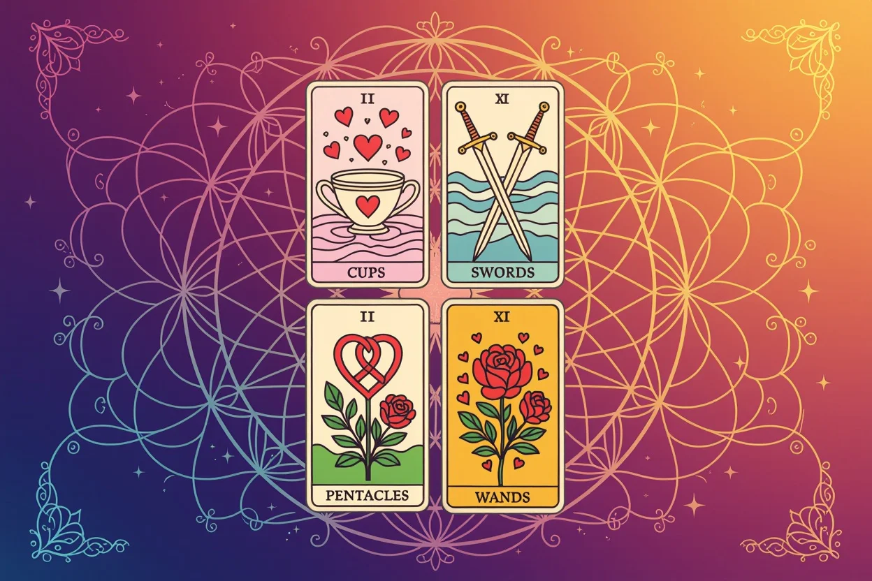 恋愛タロットの4つのスート・心理と関係性を表す神秘的な構図