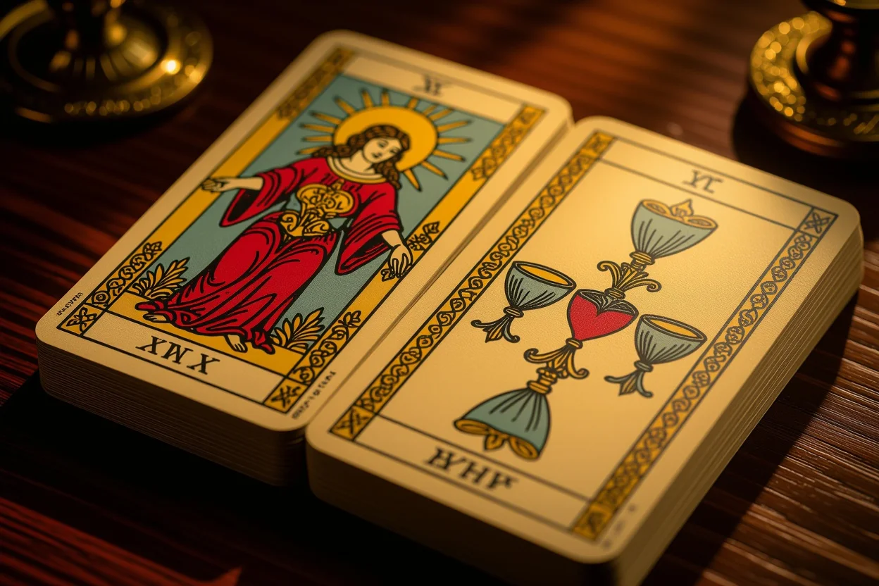 逆位置の恋愛タロットカードが示す隠された意味を表現した画像