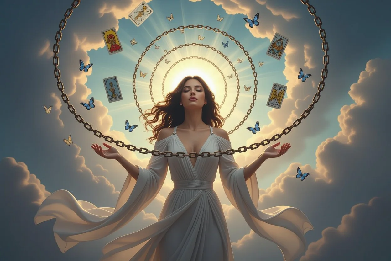 相手依存から脱却して自立する女性を表現したタロットアート